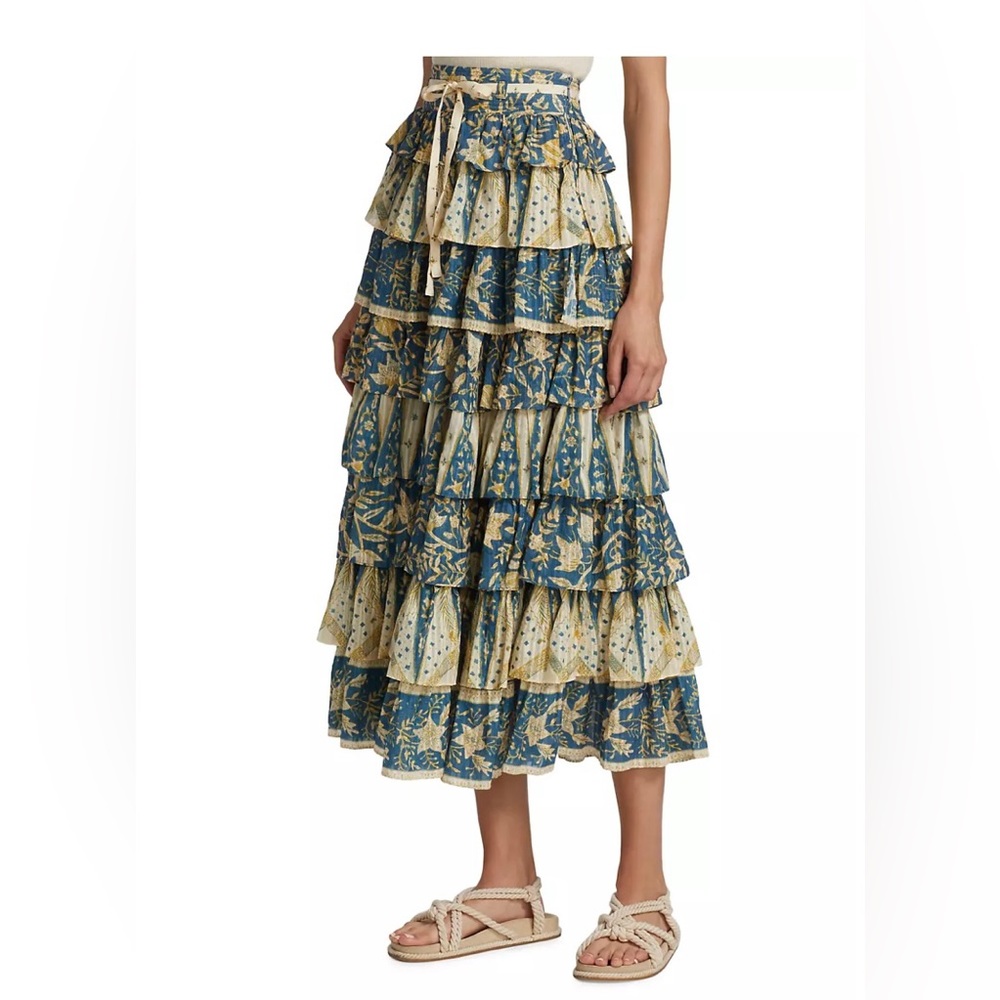Ulla Johnson Margot Tiered Ruffle Midi-Skirt